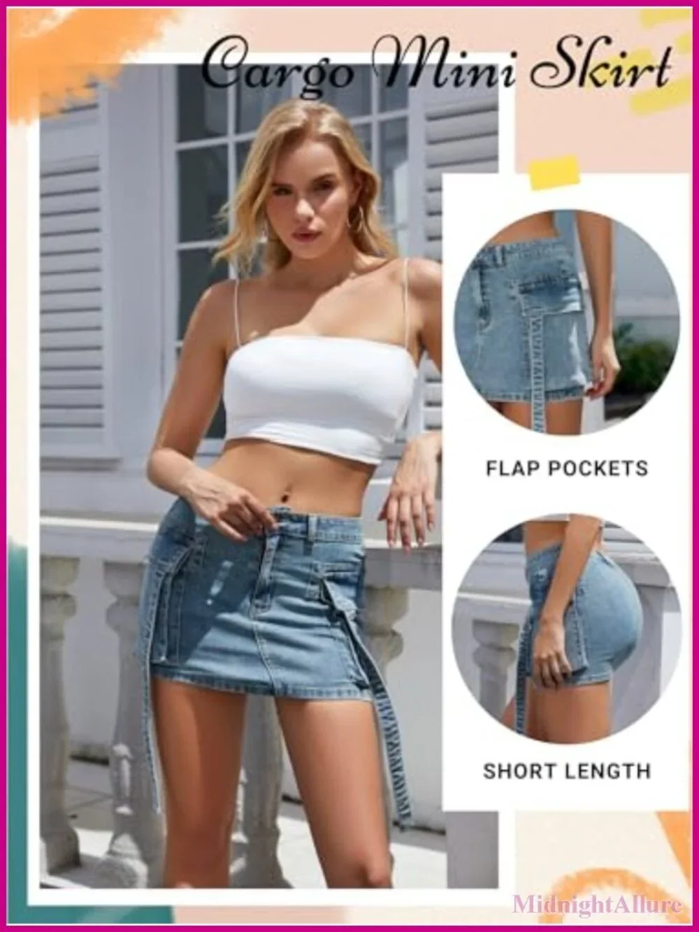 Cargo Denim Mini Skirt Low Waist Y2K Skirt with Pockets